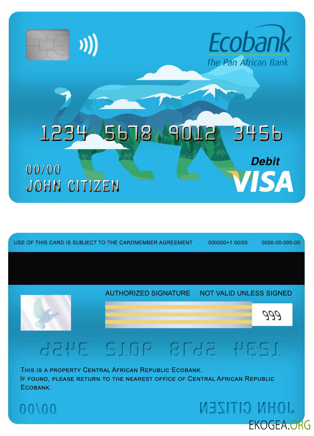 Carte de débit visa Ecobank République Centrafricaine